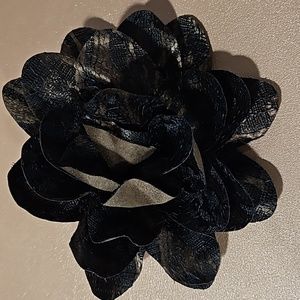 NWT Brown with Black Lace Floral Hair Bow/Brooch